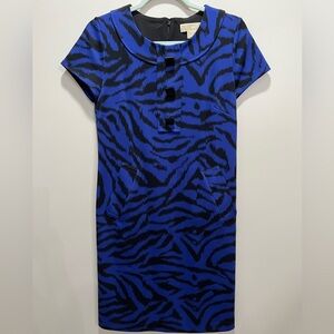Michael Kors Black/Blue Animal Print Sheath Dress Size 8